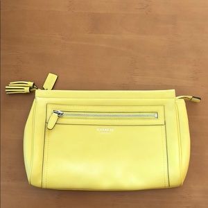 Coach legacy large lemon yellow leather clutch